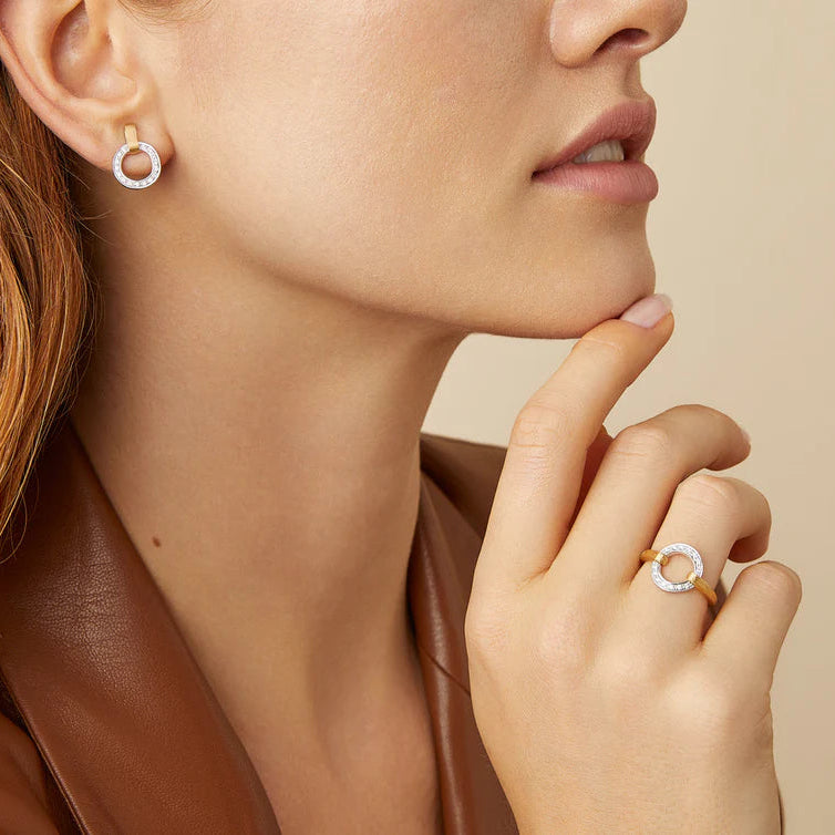 Marco Bicego Ring Marco Bicego Jaipur Link 18k Yellow and White Gold Stackable Diamond Circle Ring 7
