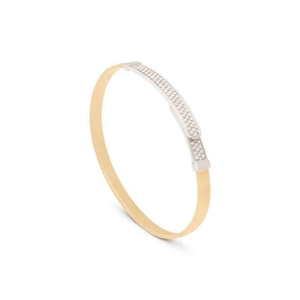 Marco Bicego Bracelet Marco Bicego Masai Collection 18k Yellow and White Gold Coil and Diamond Pavé Bangle Bracelet