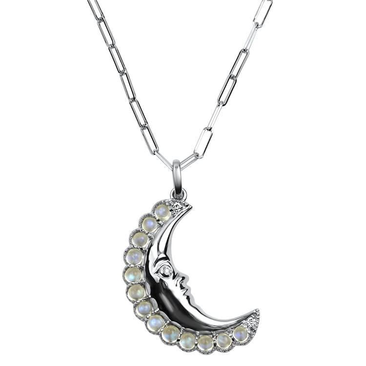 Mark Henry Necklaces and Pendants Mark Henry 18k White Gold Moonstone Moon Necklace