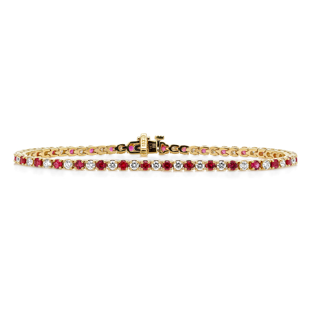 Mark Henry Bracelet Mark Henry 18k Yellow Gold Alternating Ruby and Diamond Tennis Bracelet