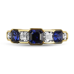Mark Henry Ring Mark Henry 18k Yellow Gold Asscher Cut Sapphire and Diamond Alternating Band 6.75