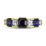 Mark Henry Ring Mark Henry 18k Yellow Gold Asscher Cut Sapphire and Diamond Alternating Band 6.75