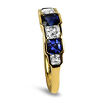 Mark Henry Ring Mark Henry 18k Yellow Gold Asscher Cut Sapphire and Diamond Alternating Band 6.75
