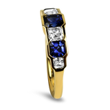 Mark Henry Ring Mark Henry 18k Yellow Gold Asscher Cut Sapphire and Diamond Alternating Band 6.75