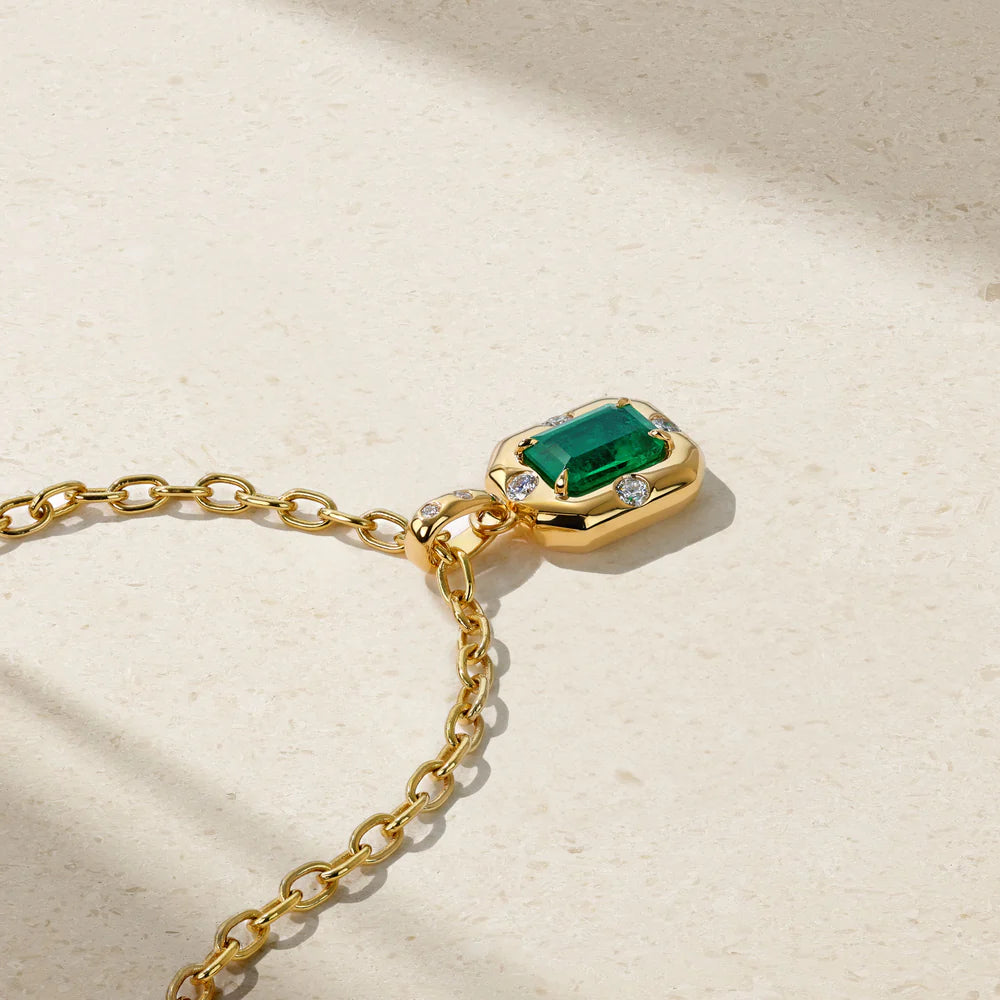 Mark Henry Necklaces and Pendants Mark Henry 18k Yellow Gold Aurum Emerald & Diamond Octagonal Pendant Necklace