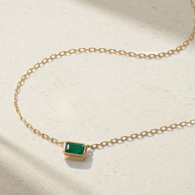 Mark Henry Earring Mark Henry 18k Yellow Gold "Classic Bezel Solitaire Emerald" Necklace