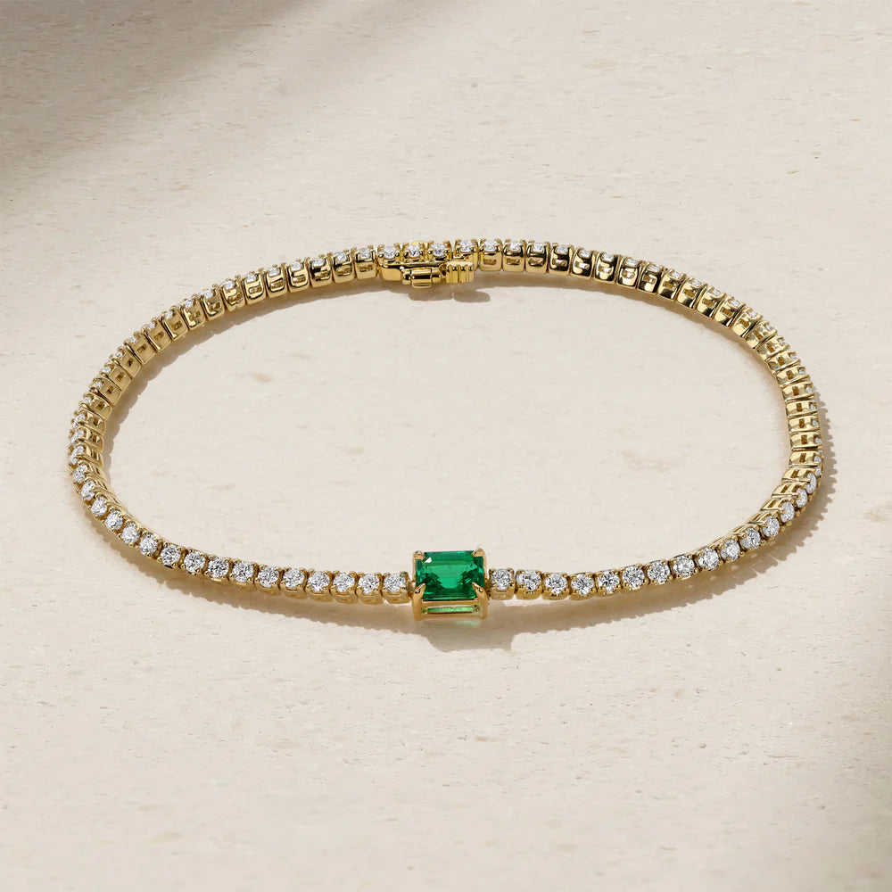 Mark Henry Bracelet Mark Henry 18k Yellow Gold Emerald & Diamond Tennis Bracelet