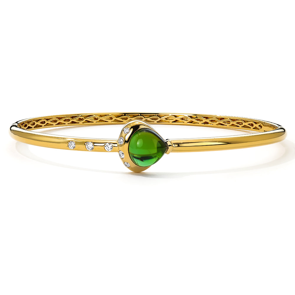 Mark Henry Bracelet Mark Henry 18k Yellow Gold Green Tourmaline & Diamond Bangle Bracelet