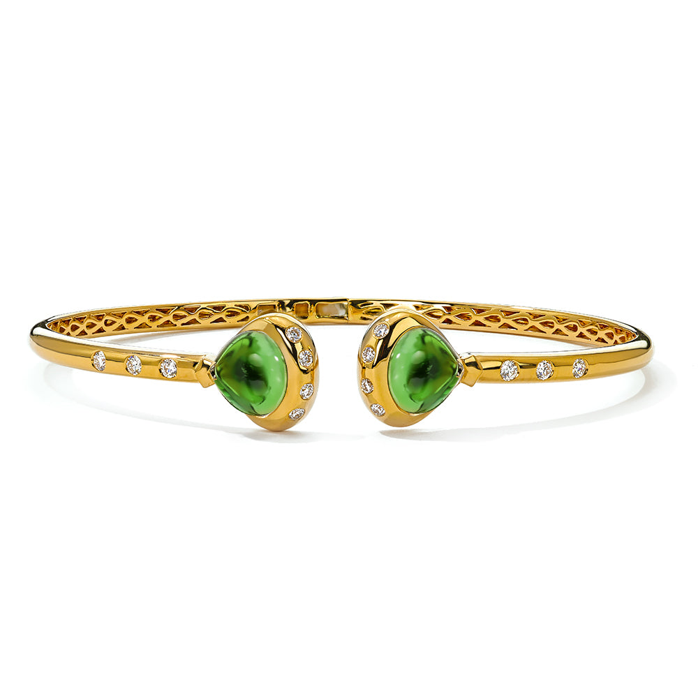 Mark Henry Bracelet Mark Henry 18k Yellow Gold Green Tourmaline & Diamond Bangle Bracelet