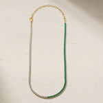 Mark Henry Necklaces and Pendants Mark Henry 18k Yellow Gold Half Emerald and Half Diamond Tennis Necklace