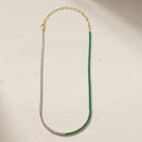 Mark Henry Necklaces and Pendants Mark Henry 18k Yellow Gold Half Emerald and Half Diamond Tennis Necklace