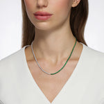 Mark Henry Necklaces and Pendants Mark Henry 18k Yellow Gold Half Emerald and Half Diamond Tennis Necklace