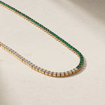 Mark Henry Necklaces and Pendants Mark Henry 18k Yellow Gold Half Emerald and Half Diamond Tennis Necklace