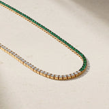 Mark Henry Necklaces and Pendants Mark Henry 18k Yellow Gold Half Emerald and Half Diamond Tennis Necklace