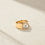 Mark Henry Mark Henry 18k Yellow Gold Moonstone and Diamond Halo Ring