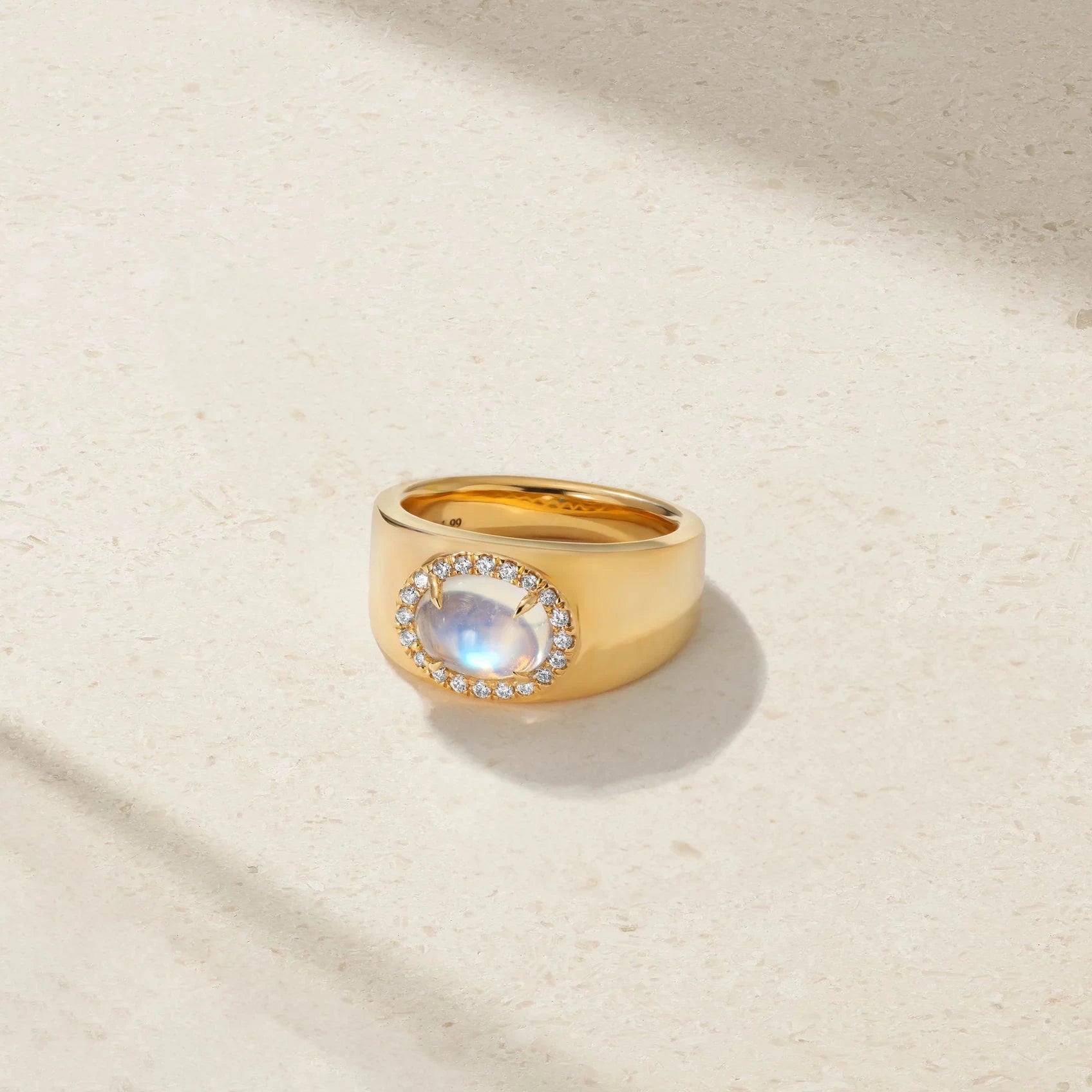 Mark Henry Mark Henry 18k Yellow Gold Moonstone and Diamond Halo Ring