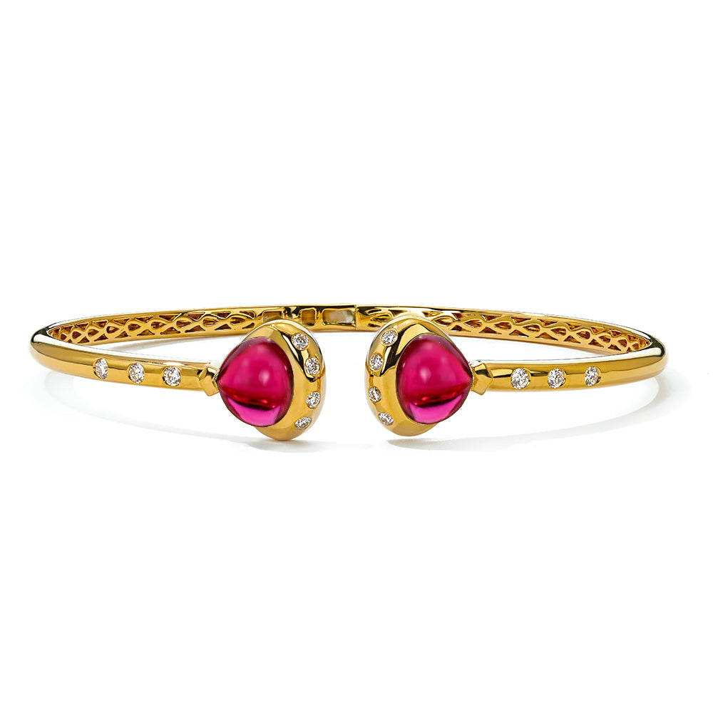 Mark Henry Bracelet Mark Henry 18k Yellow Gold Pink Tourmaline & Diamond Bangle Bracelet