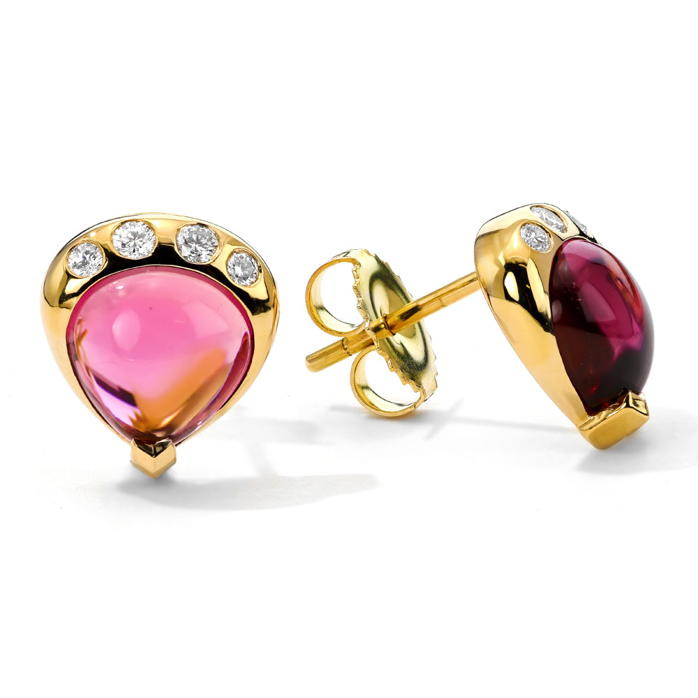 Mark Henry Earrings Mark Henry 18k Yellow Gold Pink Tourmaline & Diamond Stud Earrings