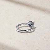 Mark Henry Mark Henry East-West Half Bezel 18k White Gold Blue Sapphire and Diamond Ring