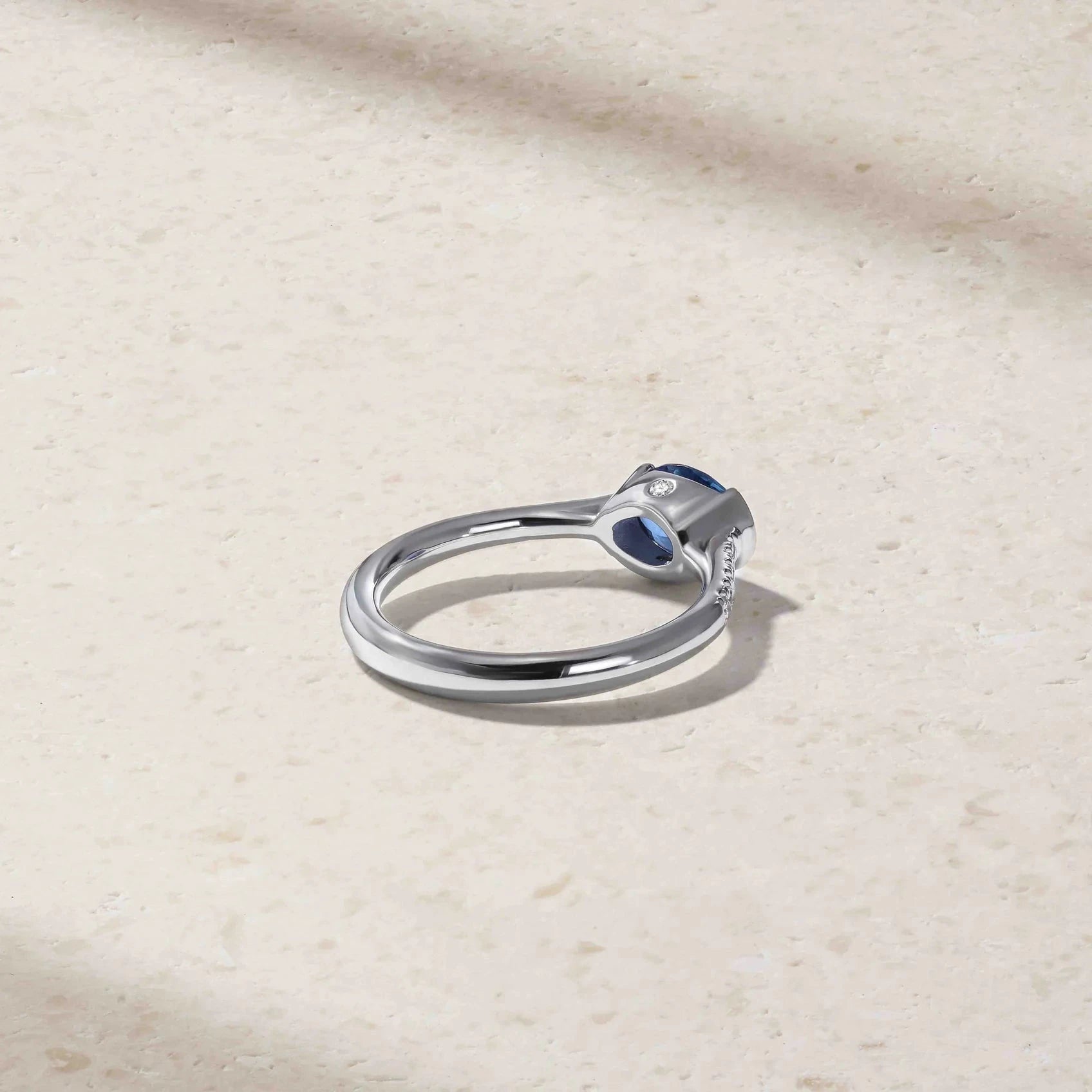 Mark Henry Mark Henry East-West Half Bezel 18k White Gold Blue Sapphire and Diamond Ring