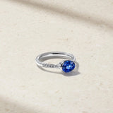 Mark Henry Mark Henry East-West Half Bezel 18k White Gold Blue Sapphire and Diamond Ring