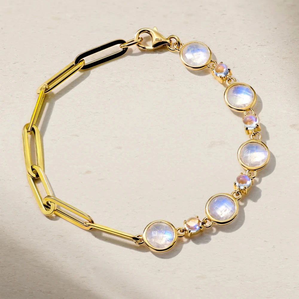 Mark Henry 18k Yellow Gold Moonstone and Diamond Flex Bangle