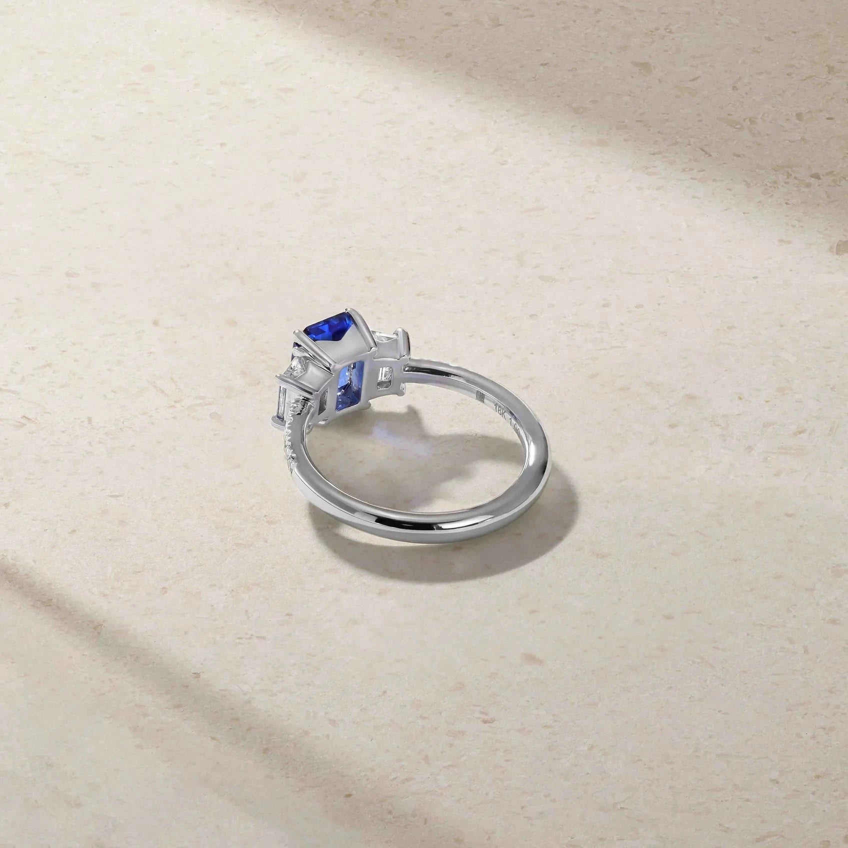 Mark Henry Mark Henry Nouveau 18k White Gold Emerald-Cut Sapphire and Diamond Ring