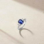 Mark Henry Mark Henry Nouveau 18k White Gold Emerald-Cut Sapphire and Diamond Ring