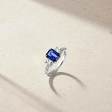 Mark Henry Mark Henry Nouveau 18k White Gold Emerald-Cut Sapphire and Diamond Ring