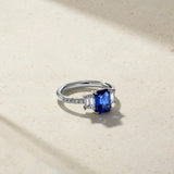 Mark Henry Mark Henry Nouveau 18k White Gold Emerald-Cut Sapphire and Diamond Ring
