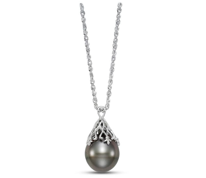 Mastoloni Necklaces and Pendants Mastoloni 18k White Gold Black Tahitian Pearl Pendant Necklace
