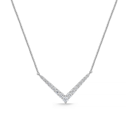 Memoire Necklaces and Pendants Memoire Identity Small V 18k White Gold Diamond Necklace