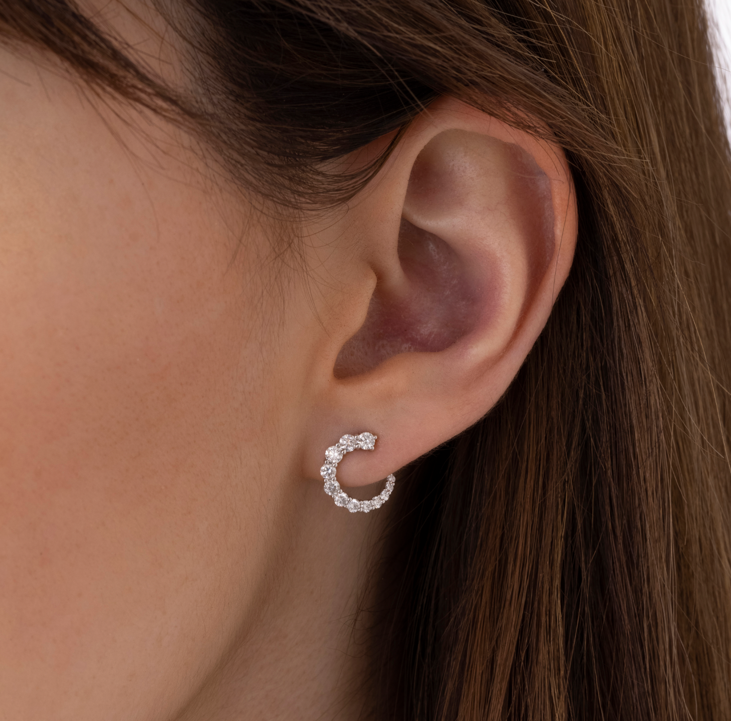 Memoire Earrings Memoire Luna 18k White Gold Diamond Wrap Earrings