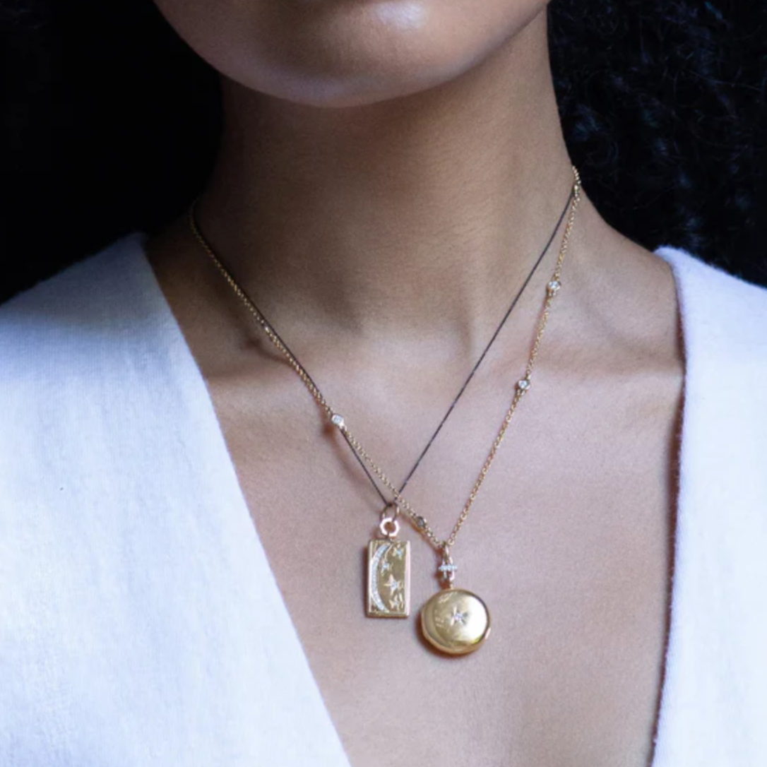 Monica Rich Kosann Necklaces and Pendants Monica Rich Kosann 18k Yellow Gold Sun, Moon, and Stars Medallion Pendant Necklace