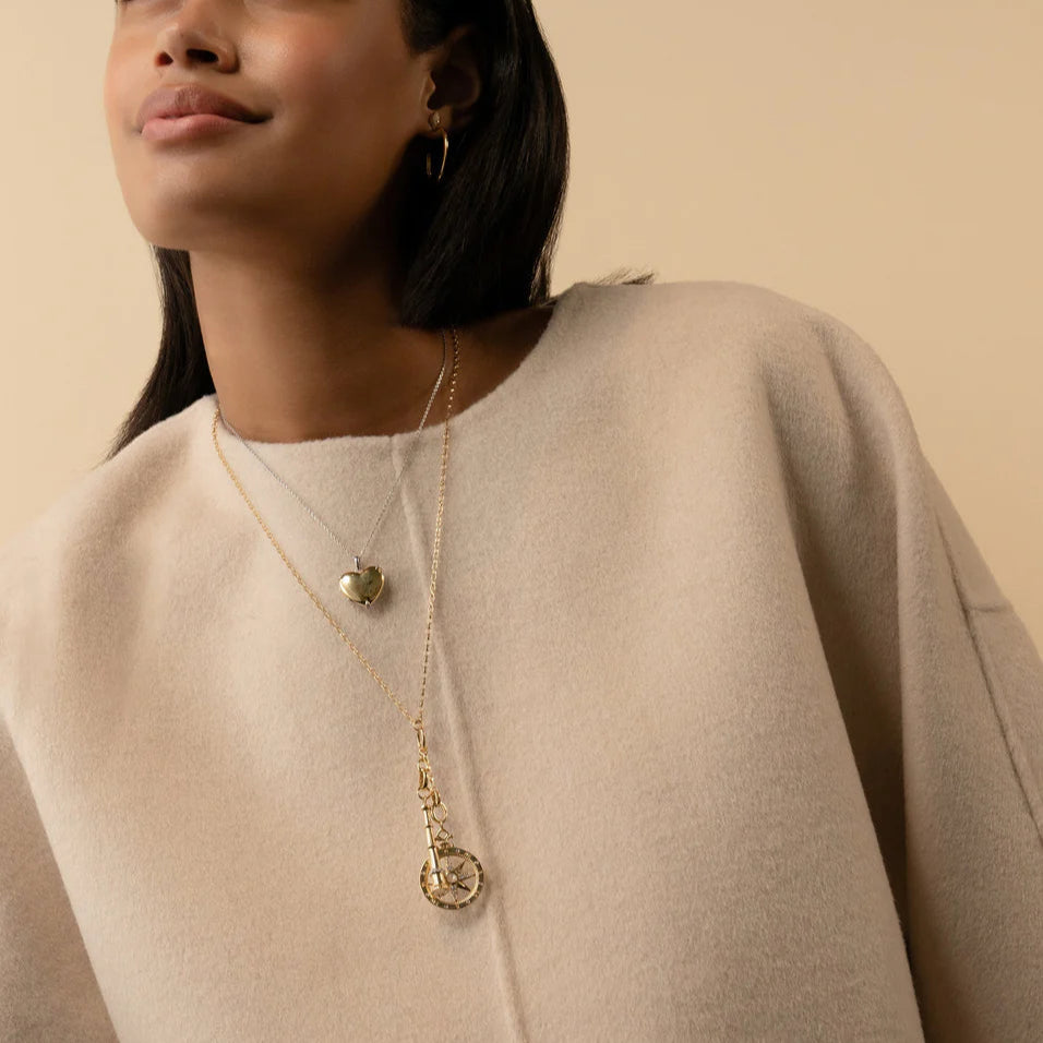 Monica Rich Kosann Necklaces and Pendants Monica Rich Kosann Adventure 18k Yellow Gold Diamond and Moonstone Compass Charm