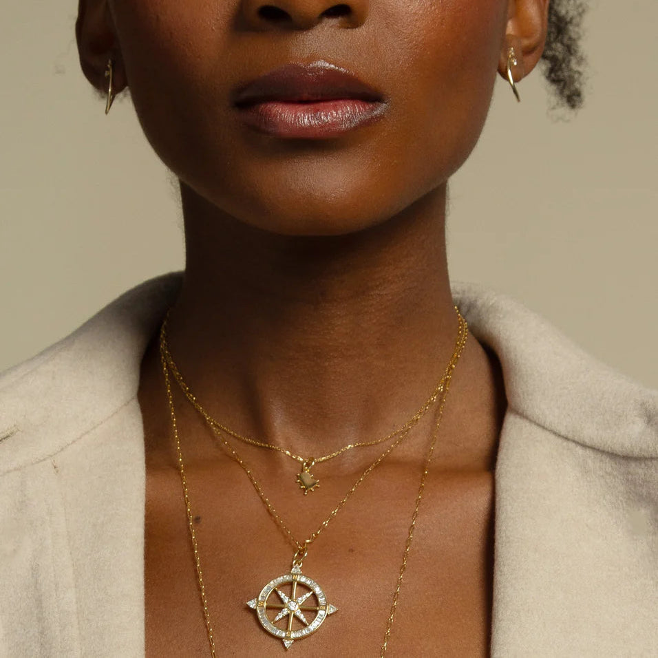 Monica Rich Kosann Necklaces and Pendants Monica Rich Kosann Adventure 18k Yellow Gold Diamond Compass Necklace