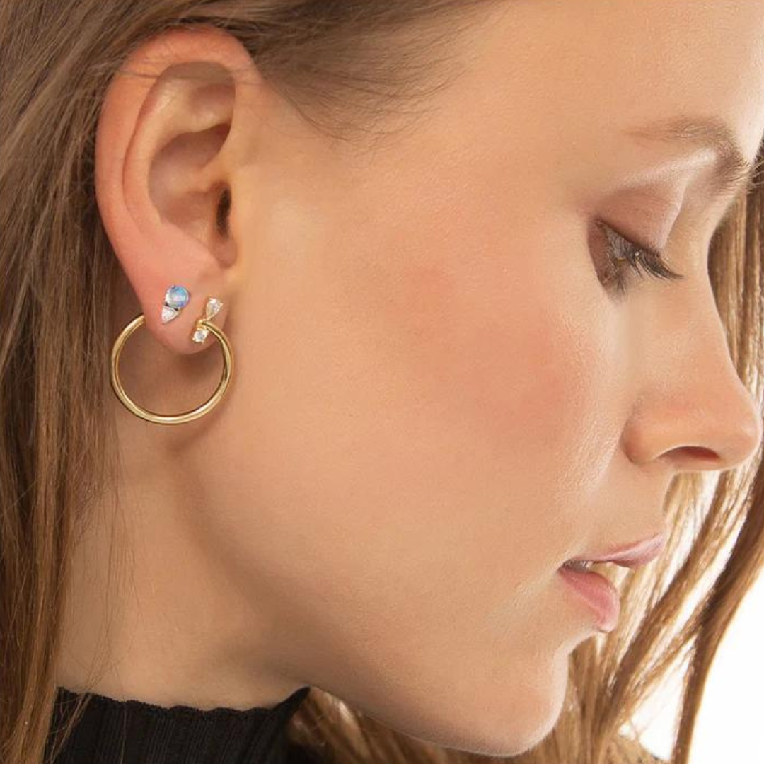 Monica Rich Kosann Earrings Monica Rich Kosann Yellow Gold Large Galaxy Hoop Earrings