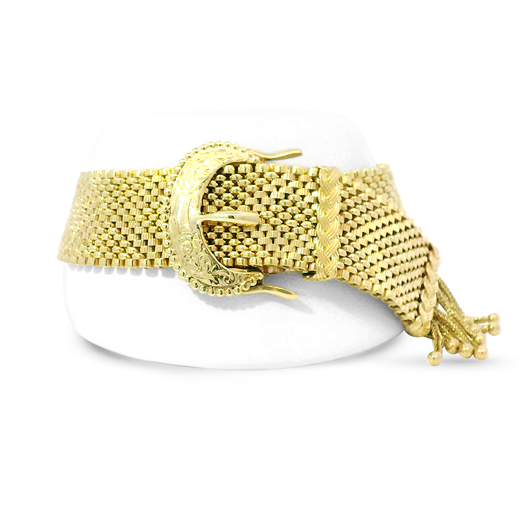 PAGE Estate Bracelet 14k Yellow Gold Antique Reproduction Belt Buckle Bracelet