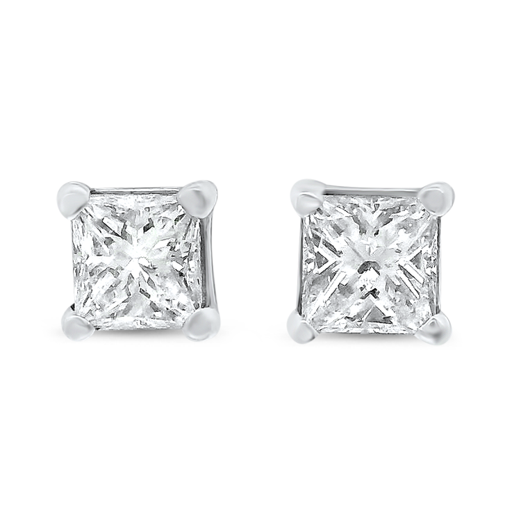 PAGE Estate Earring .40ctw Estate Princess-Cut Diamond Stud Earrings - 14k White Gold