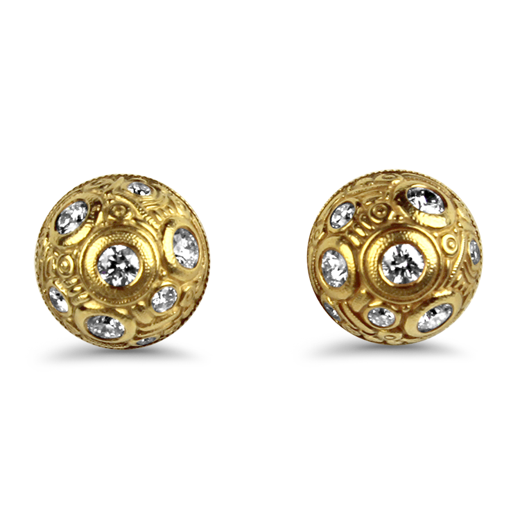 PAGE Estate Earring Alex Sepkus Estate 18K Yellow Gold "Orchard" Diamond Stud Earrings