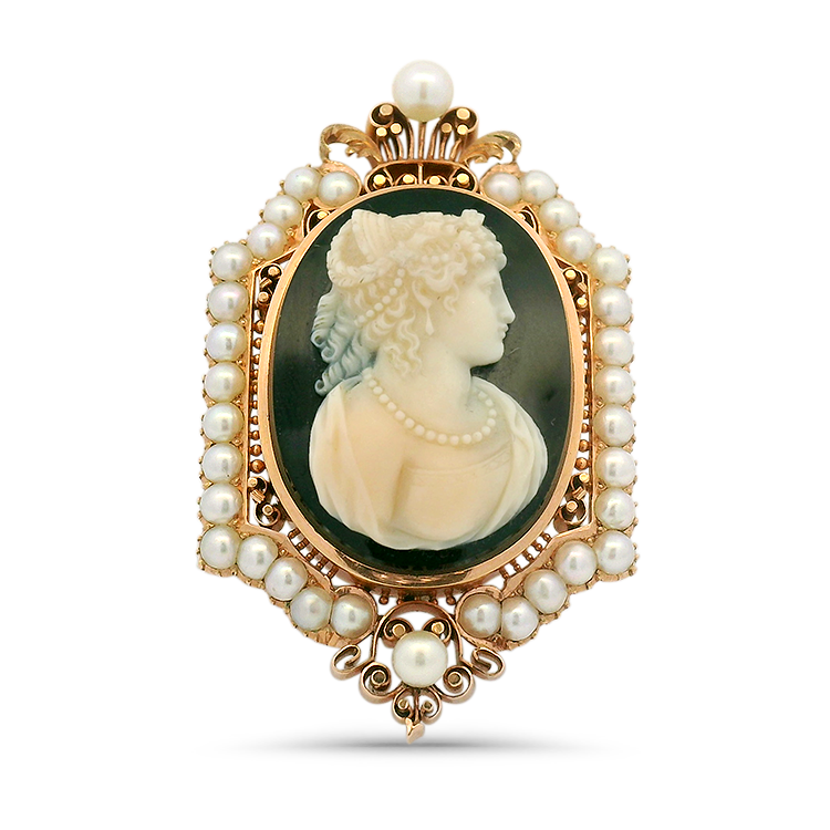 PAGE Estate Pins & Brooches Estate 14k Rose Gold Cameo Brooch & Pendant