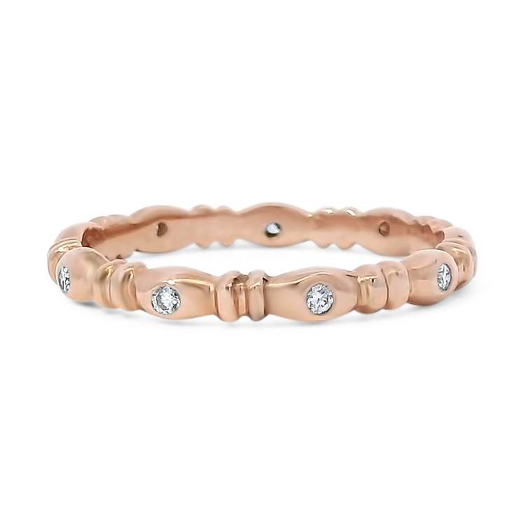 PAGE Estate Wedding Band Estate 14k Rose Gold Diamond Band 7.25
