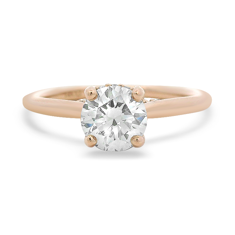 PAGE Estate Engagement Ring Estate 14k Rose Gold Hidden Halo Diamond Engagement Ring 5