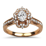 PAGE Estate Engagement Ring Estate 14k Rose Gold Oval Diamond Engagement Ring 6.5