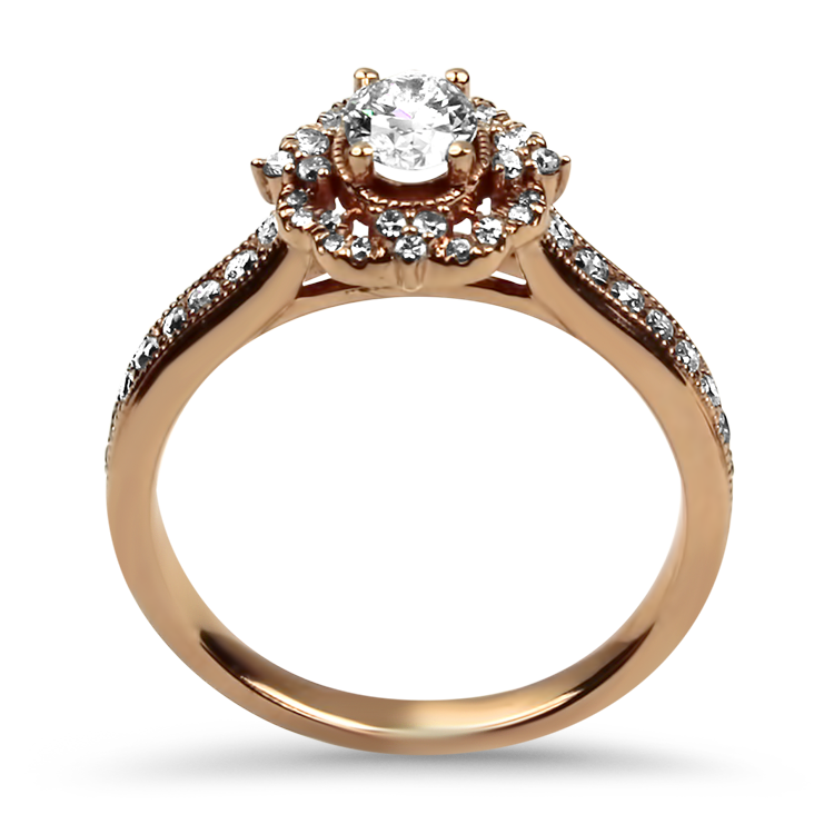 PAGE Estate Engagement Ring Estate 14k Rose Gold Oval Diamond Engagement Ring 8.25