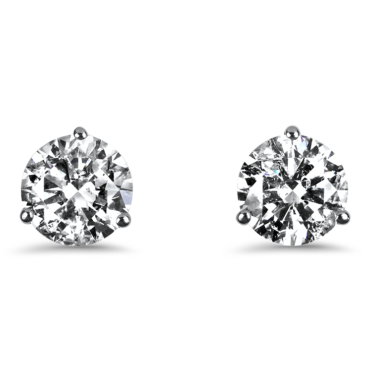 PAGE Estate Earrings Estate 14k White Gold 6.16ct Three-Prong Martini Diamond Stud Earrings