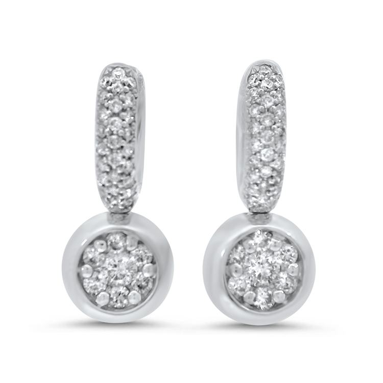 PAGE Estate Earring Estate 14k White Gold Diamond Drop Huggie Earrings
