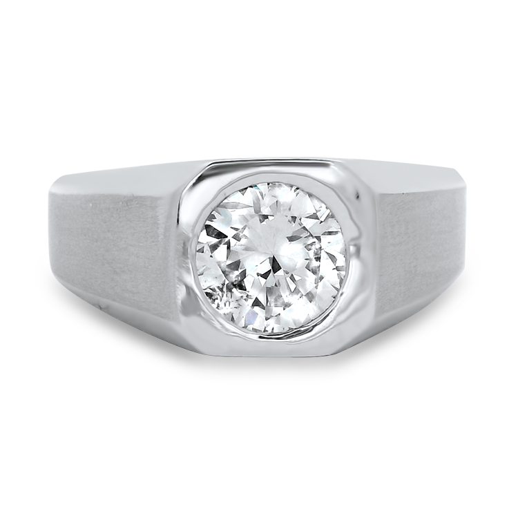 PAGE Estate Engagement Ring Estate 14k White Gold Geometric Gypsy-Set Diamond Ring 9