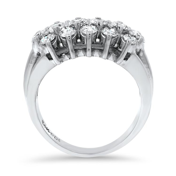 PAGE Estate Ring Estate 14k White Gold Three Row Diamond Ring 6.25