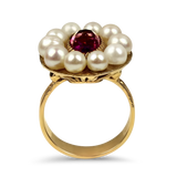 PAGE Estate Ring Estate 14K Yellow Gold Amethyst & Pearl Halo Ring 8.75